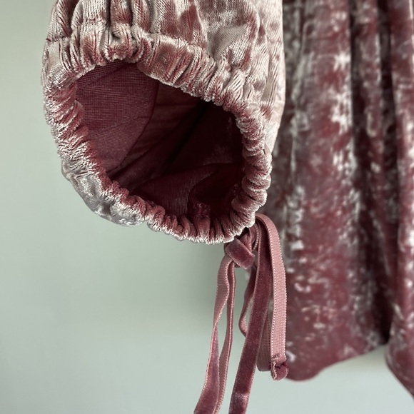 American Eagle Pink Crushed Velvet Off The Shoulder Peasant Top Size Small Fairy - Picture 8 of 13